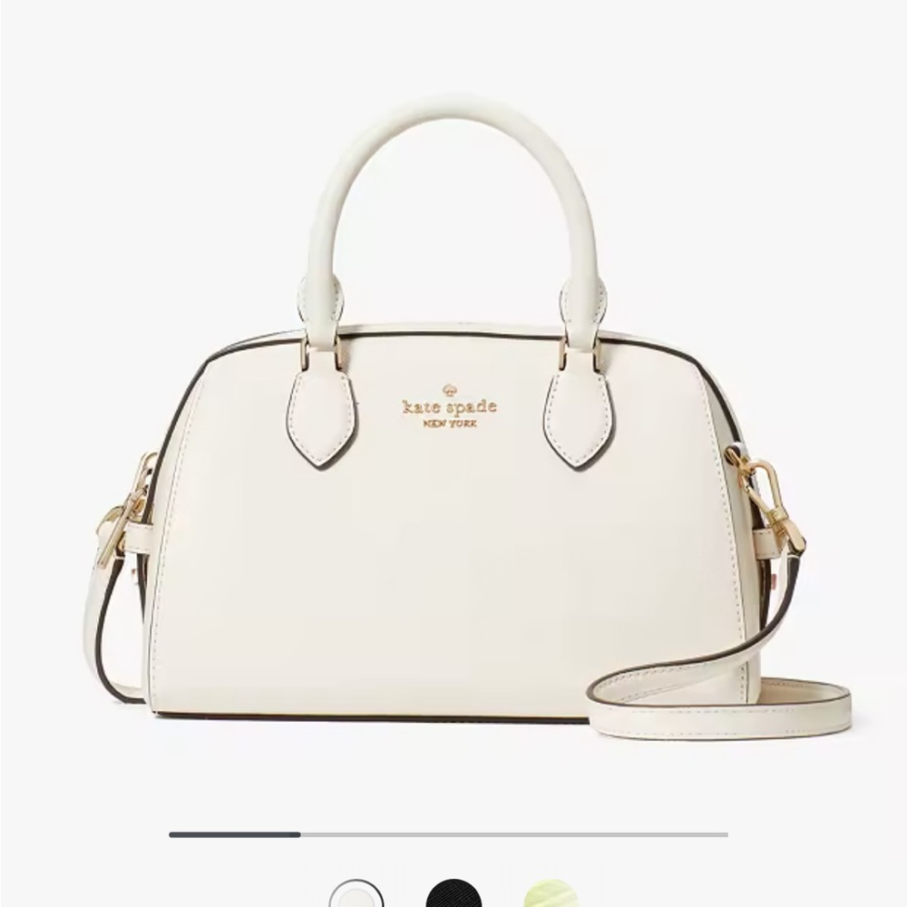 kate spade White/Cream Crossbody Leather Bag with Gold Accents